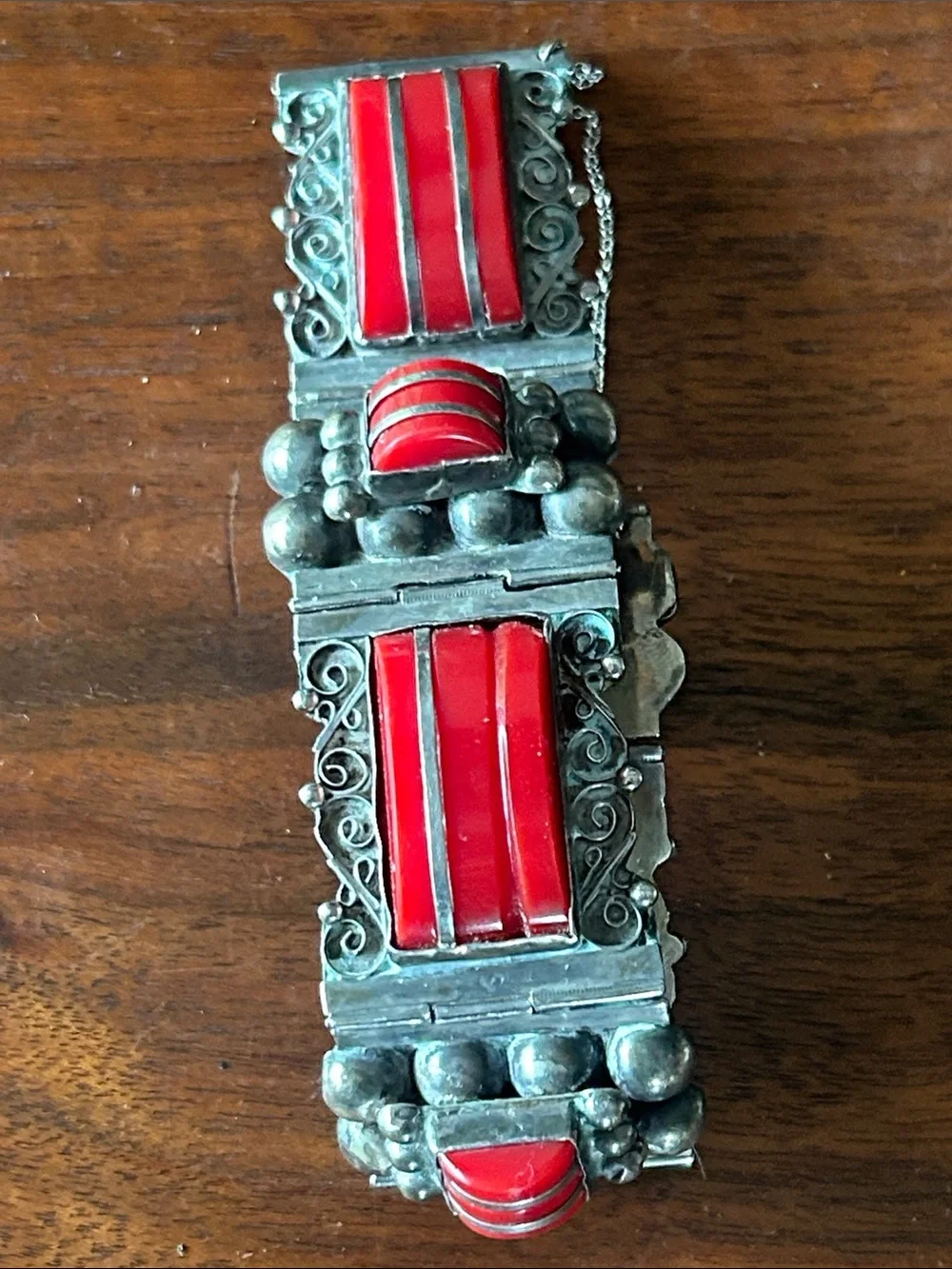 Vintage sterling silver panel bracelet